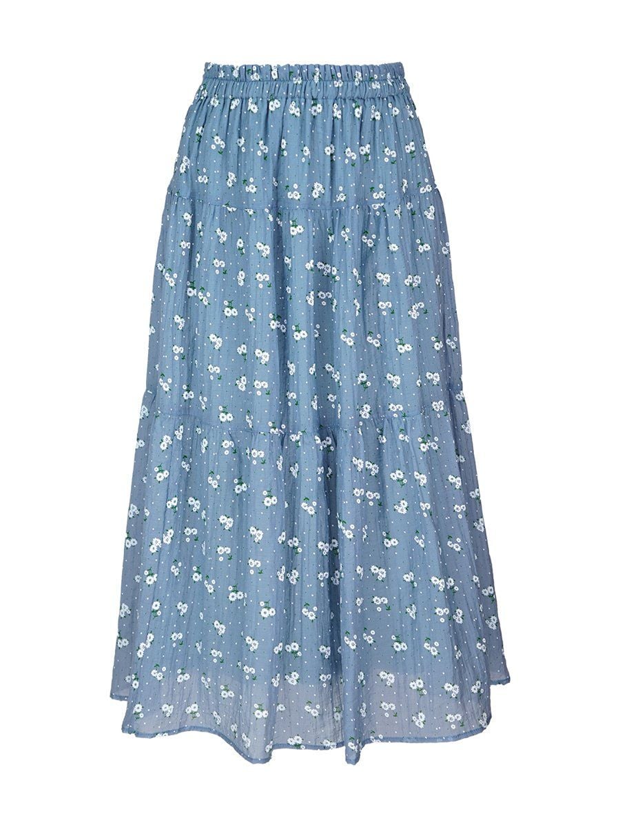  HẠNH - Chân váy hai lớp nhún tạo kiểu chất liệu voan dập in họa tiết 4703/5.520 