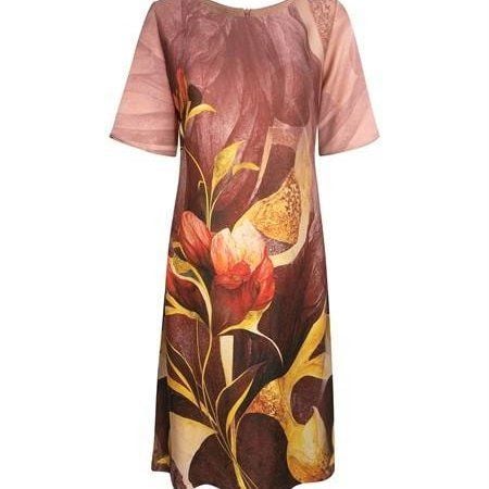  Đầm suông Hạnh cổ tròn họa tiết , tay ngắn 1623/4.374 