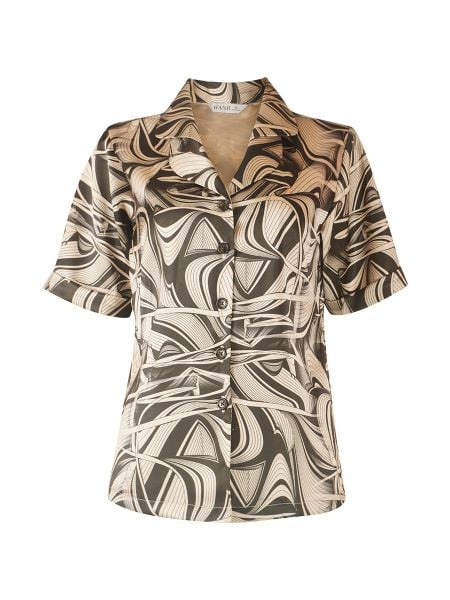  HẠNH - Áo sơ mi trung niên tay ngắn chất liệu lụa canvan in họa tiết 5407/5.177 