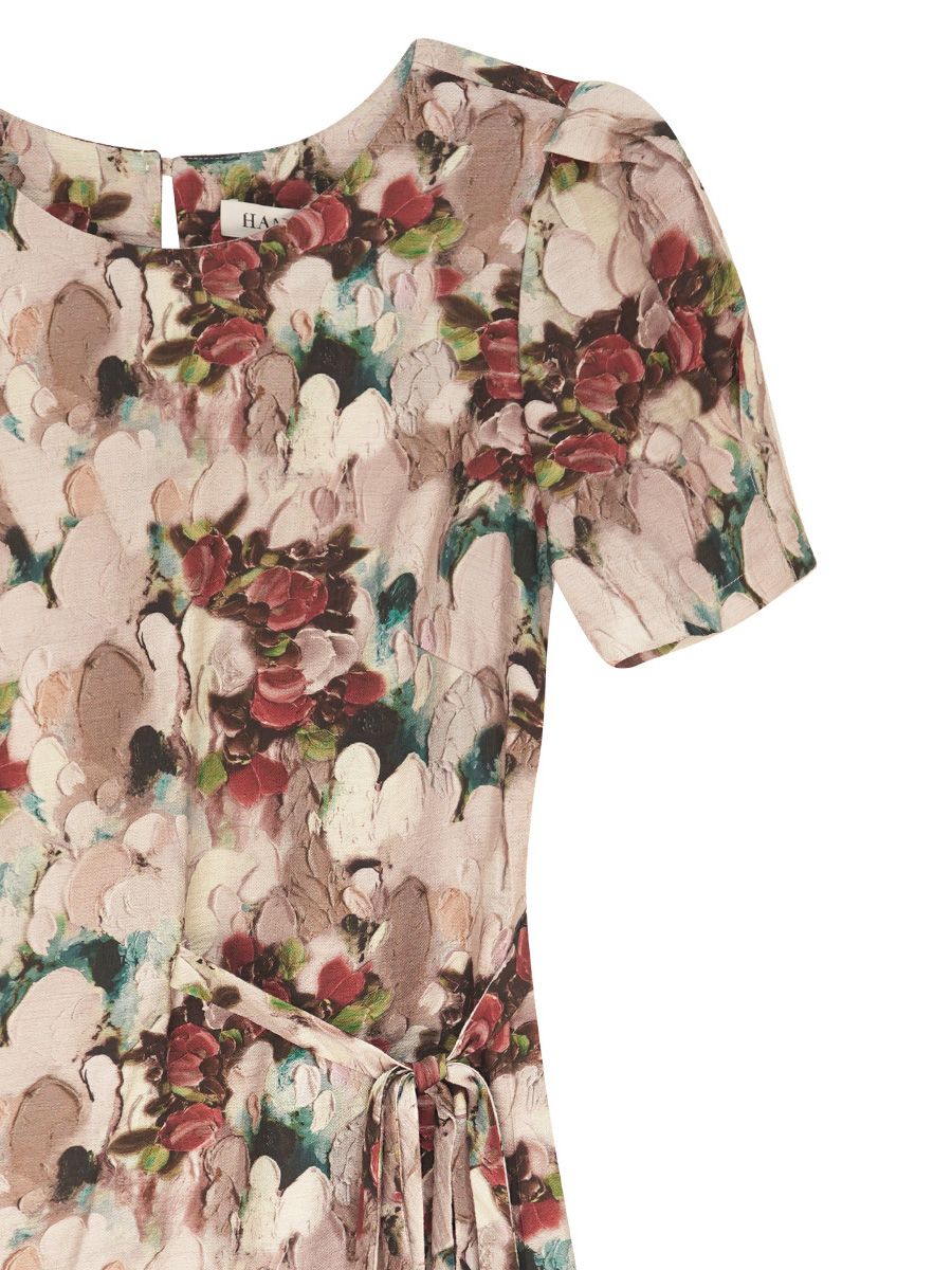  Hạnh - Đầm suông cổ tròn eo thắt nơ chất liệu cotton in hoạ tiết 5612/5.353 