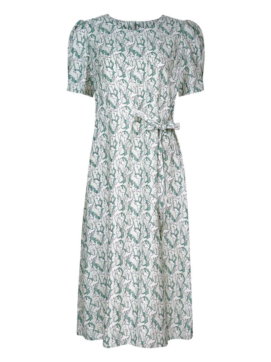  HẠNH - Đầm kiểu dáng dài cổ tròn tay ngắn thắt nơ eo chất liệu cotton 5612/5.509 