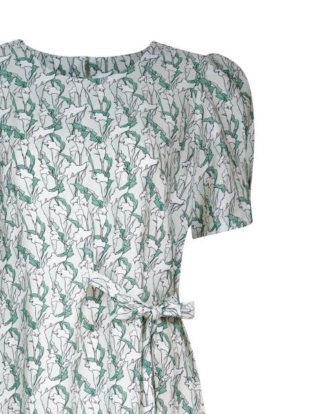  HẠNH - Đầm kiểu dáng dài cổ tròn tay ngắn thắt nơ eo chất liệu cotton 5612/5.509 