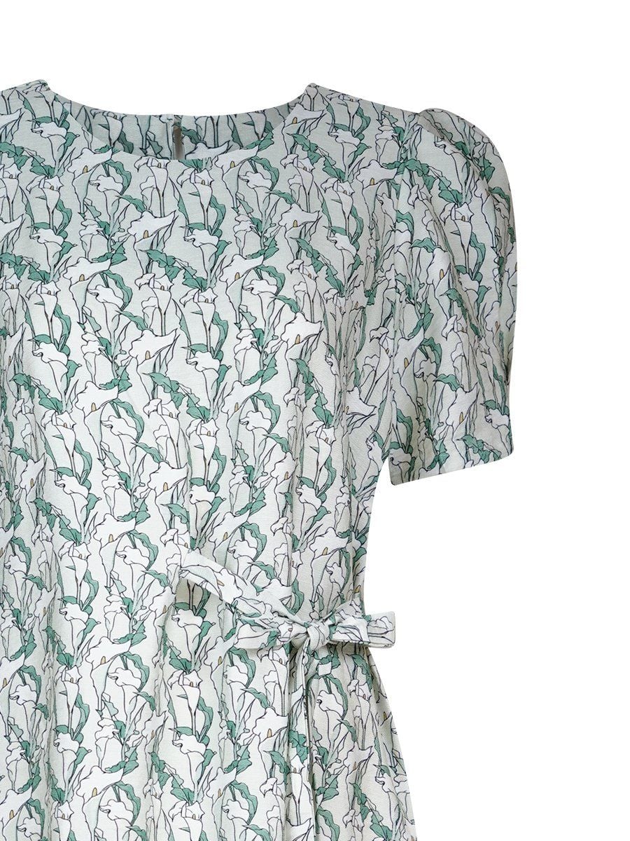  HẠNH - Đầm kiểu dáng dài cổ tròn tay ngắn thắt nơ eo chất liệu cotton 5612/5.509 