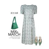  HẠNH - Đầm kiểu dáng dài cổ tròn tay ngắn thắt nơ eo chất liệu cotton 5612/5.509 