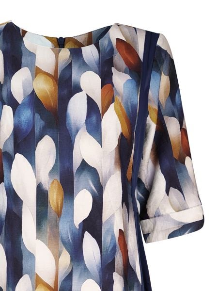  HẠNH - Đầm suông hai lớp cổ tròn tay lỡ chất liệu cotton dập nhún phối lụa 5614/5.406 