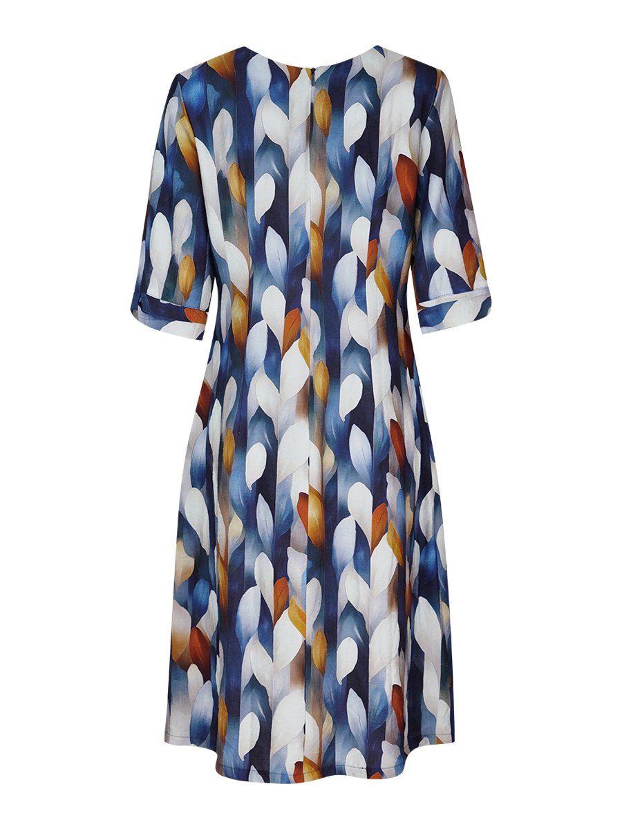  HẠNH - Đầm suông hai lớp cổ tròn tay lỡ chất liệu cotton dập nhún phối lụa 5614/5.406 