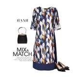  HẠNH - Đầm suông hai lớp cổ tròn tay lỡ chất liệu cotton dập nhún phối lụa 5614/5.406 