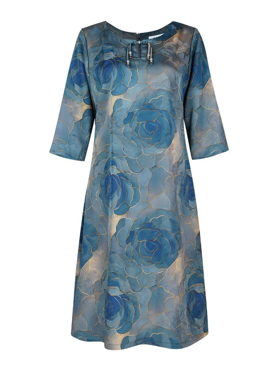  HẠNH - Đầm suông cổ tròn tay lỡ chất liệu lụa Mẫu Đơn 5616/5.441 