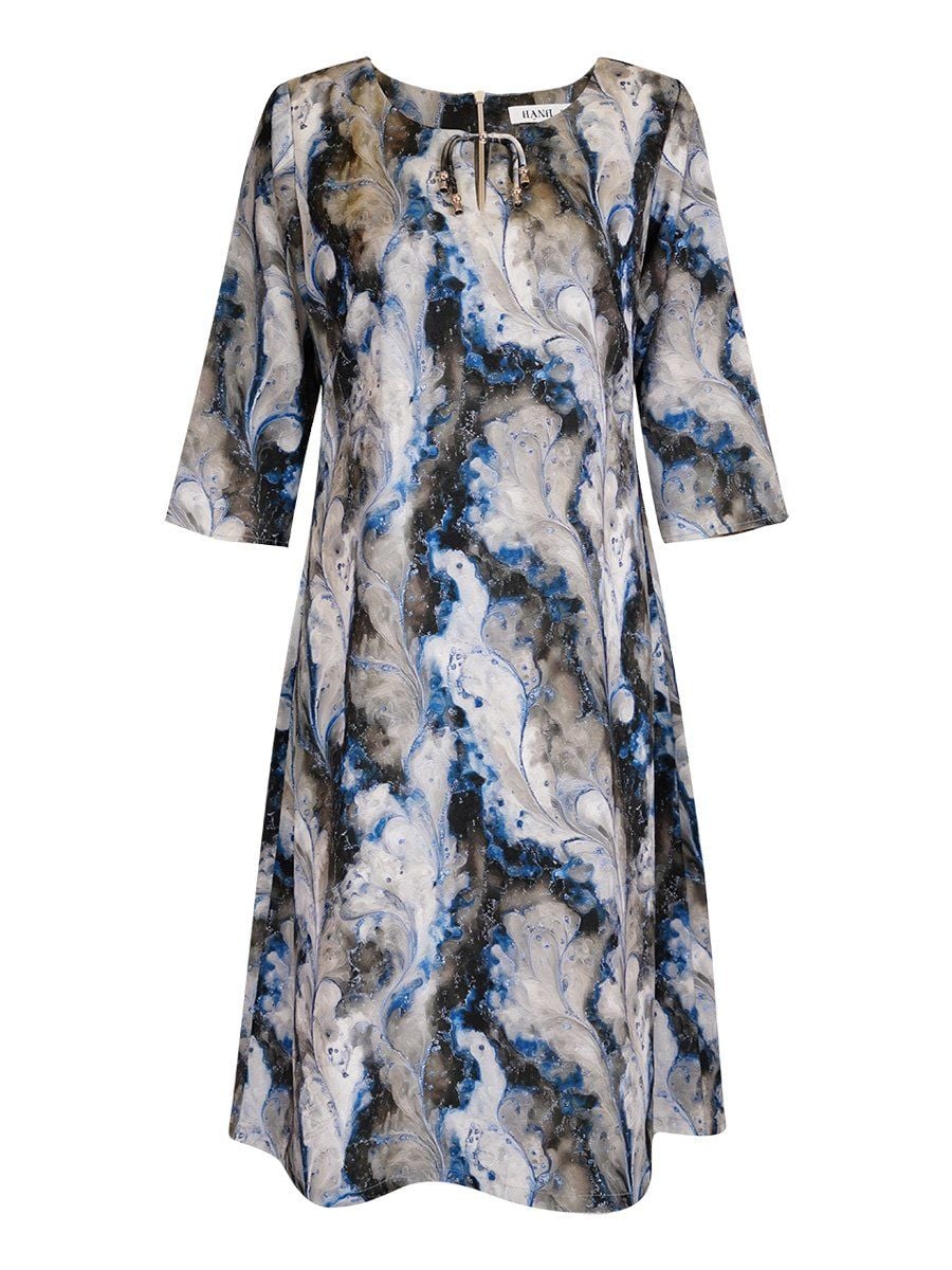  HẠNH - Đầm suông cổ tròn tay lỡ chất liệu lụa Mẫu Đơn 5616/5.445 