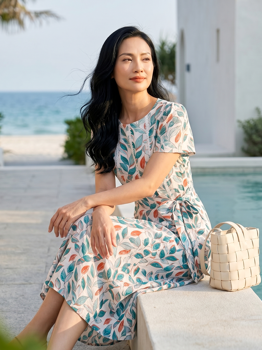  HẠNH- Đầm kiểu chất liệu cotton 6608/6.127 