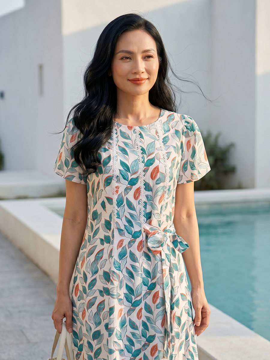  HẠNH- Đầm kiểu chất liệu cotton 6608/6.127 