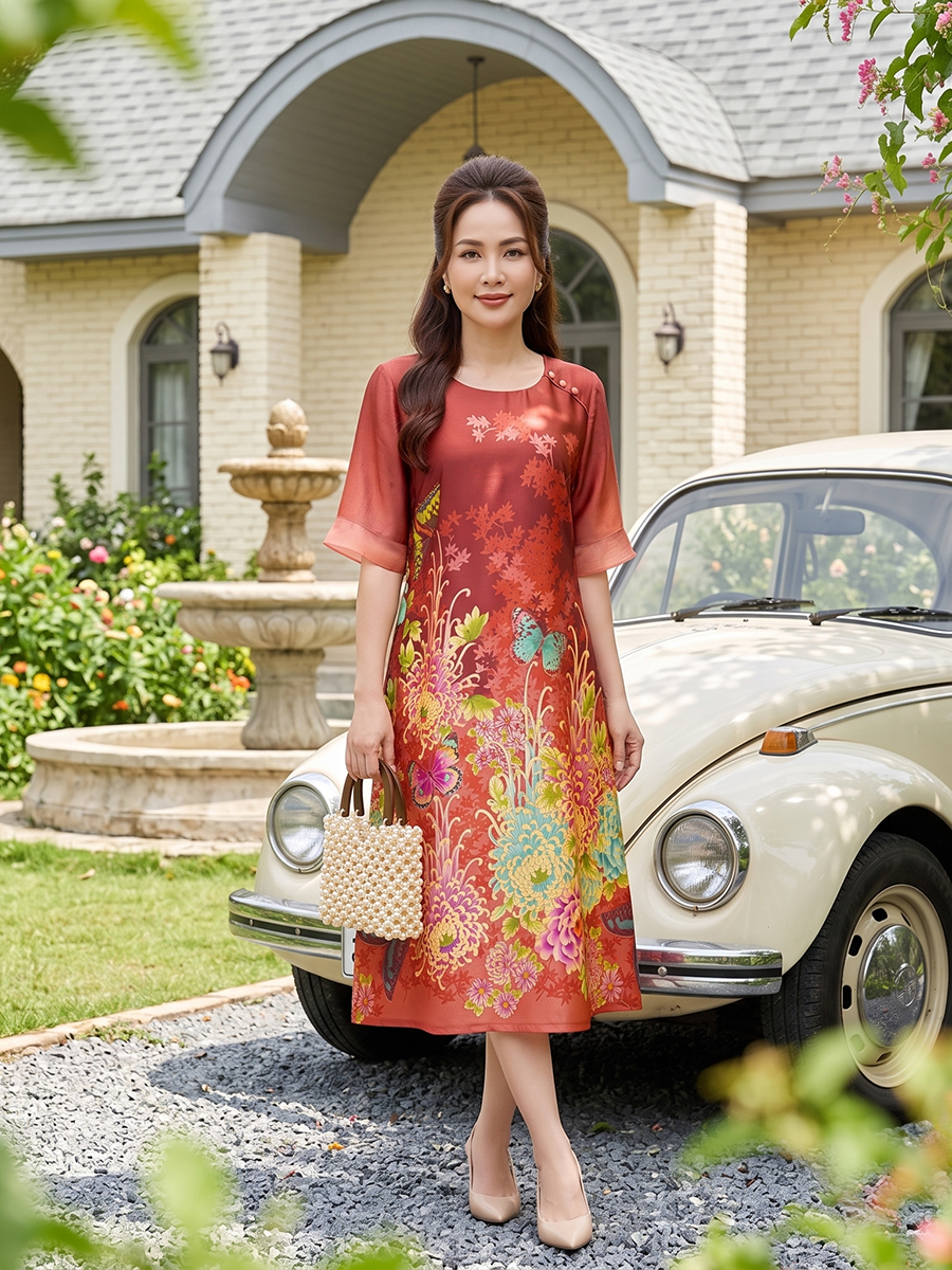  HANH-Đầm Kiểu NT Chất Liệu Cavat 6610/6.166 