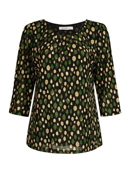  HẠNH - Áo kiểu cổ tròn tay lỡ chất liệu thun lưới họa tiết lá nhỏ 84138/5.437 