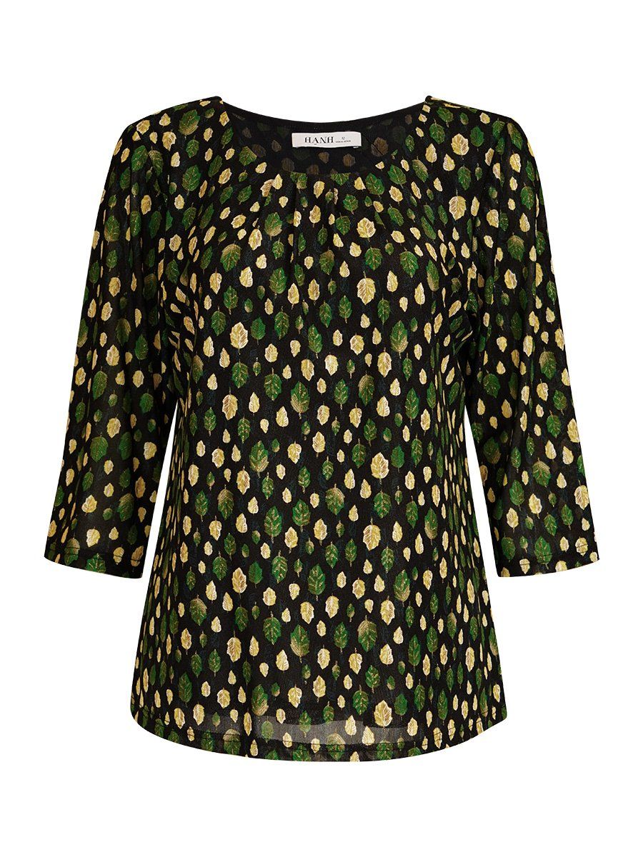  HẠNH - Áo kiểu cổ tròn tay lỡ chất liệu thun lưới họa tiết lá nhỏ 84138/5.437 