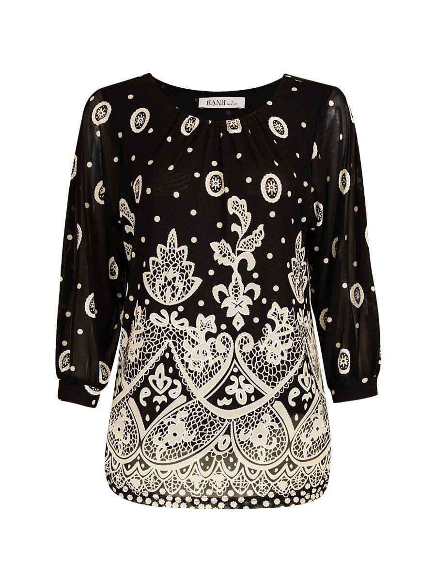  HẠNH - Áo kiểu cổ tròn chất liệu thun lưới 84168/5.352 