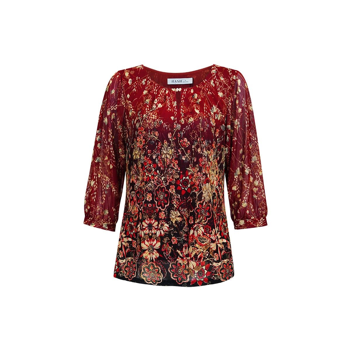  HẠNH - Áo kiểu cổ tròn đính ngọc trai tay lỡ chất liệu thun lưới 84168/5.426 