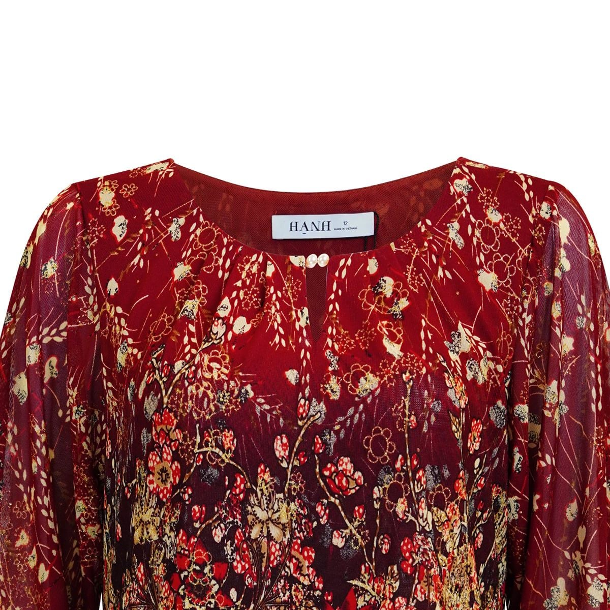  HẠNH - Áo kiểu cổ tròn đính ngọc trai tay lỡ chất liệu thun lưới 84168/5.426 