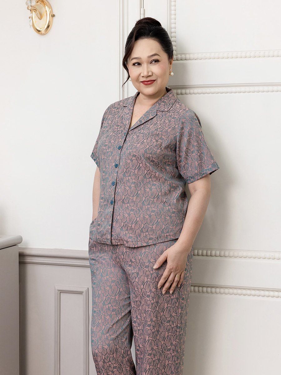  Hạnh Bộ đồ mặc nhà, tay ngắn, họa tiết hoa bát tiên 0437/5.188 