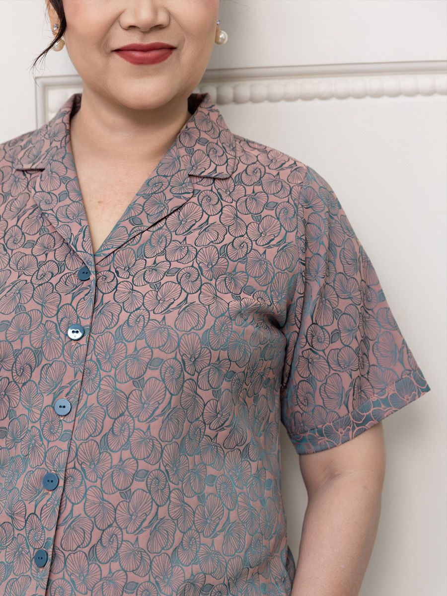  Hạnh Bộ đồ mặc nhà, tay ngắn, họa tiết hoa bát tiên 0437/5.188 