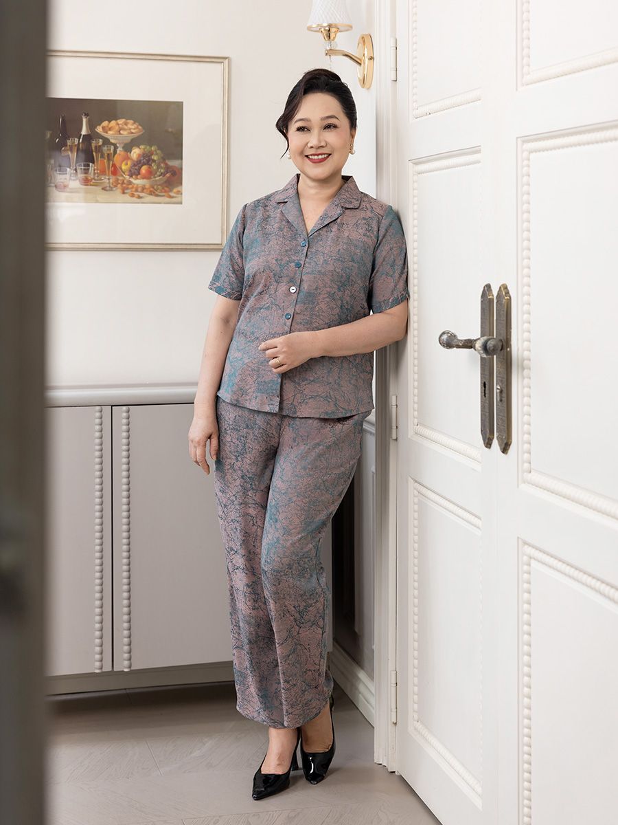  Hạnh Bộ đồ mặc nhà, tay ngắn, họa tiết dòng suối 0437/5.189 