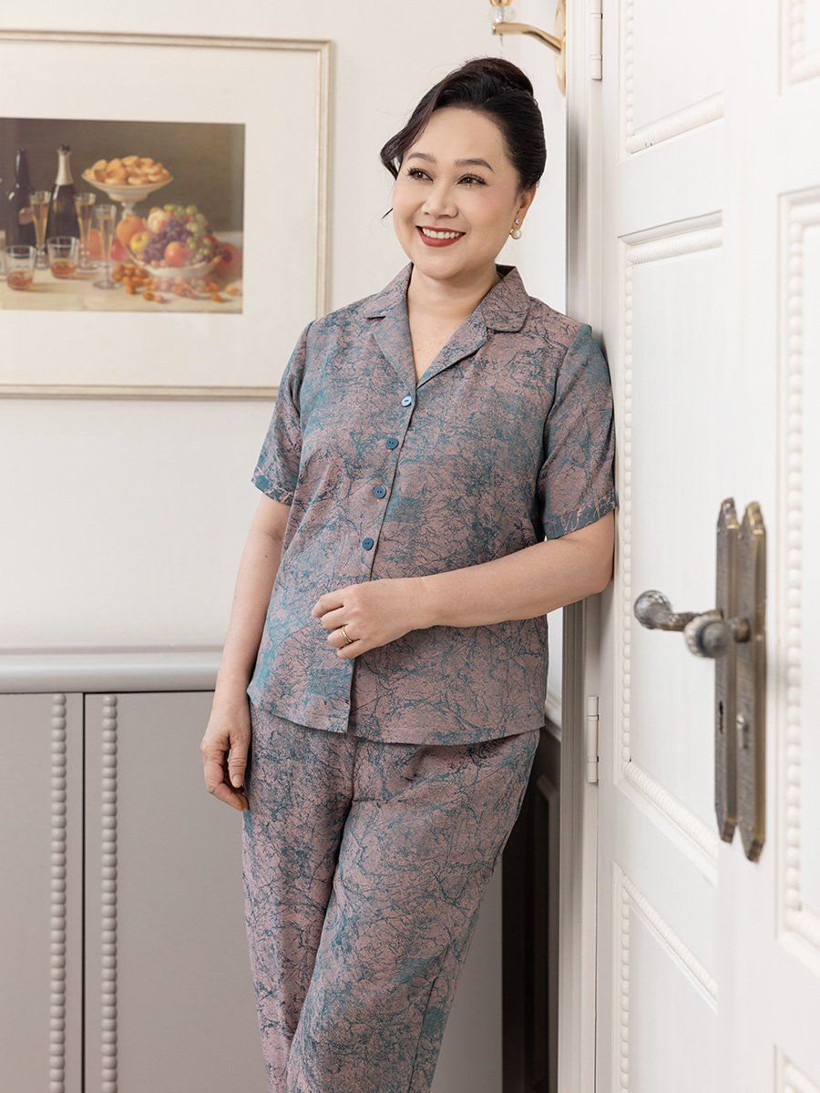  Hạnh Bộ đồ mặc nhà, tay ngắn, họa tiết dòng suối 0437/5.189 