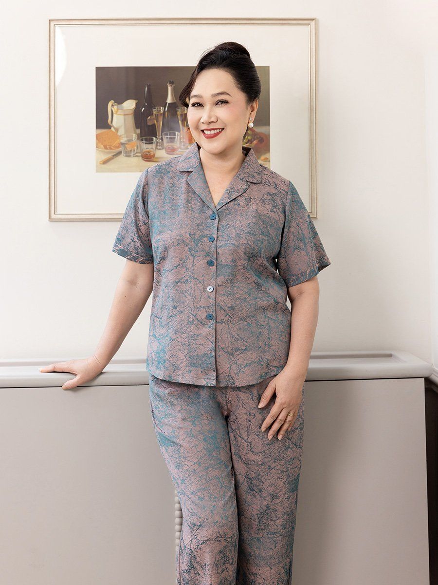  Hạnh Bộ đồ mặc nhà, tay ngắn, họa tiết dòng suối 0437/5.189 