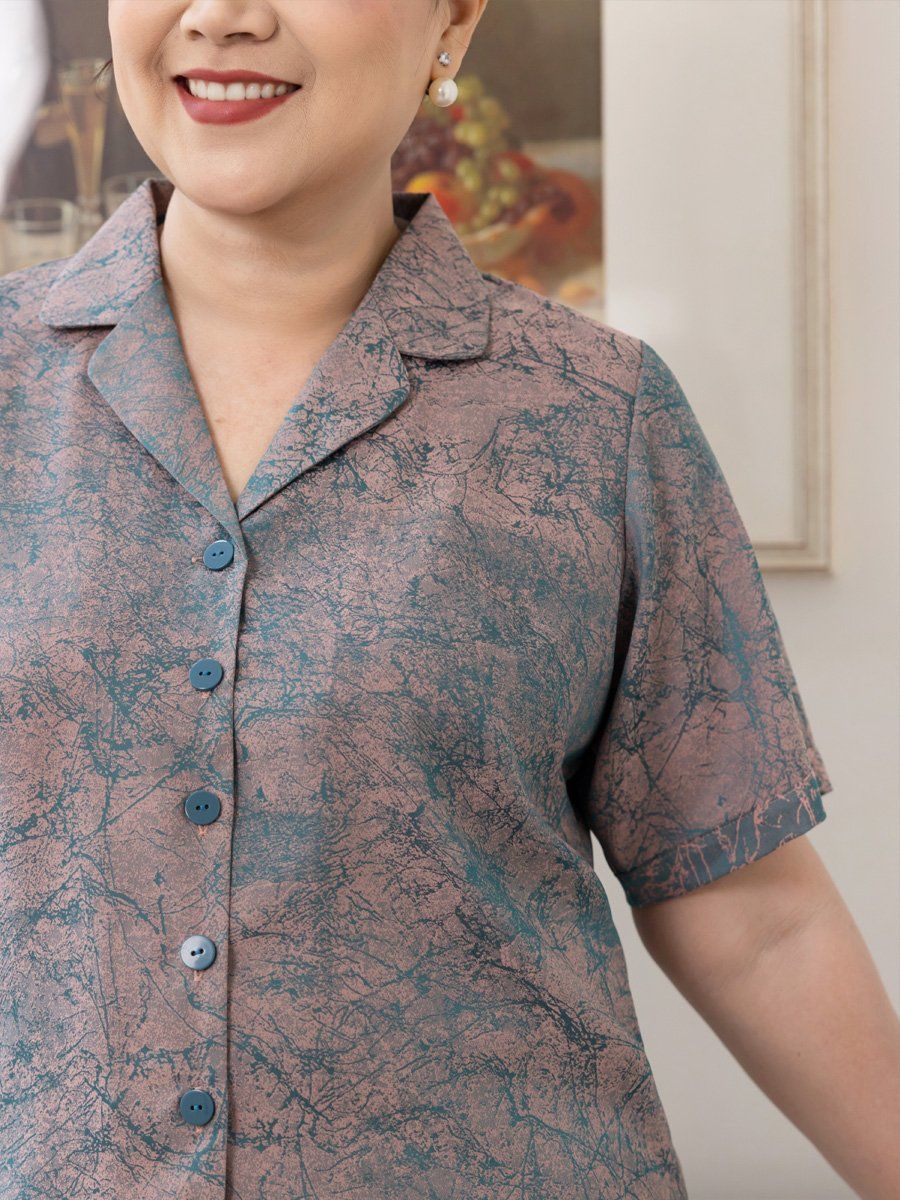  Hạnh Bộ đồ mặc nhà, tay ngắn, họa tiết dòng suối 0437/5.189 