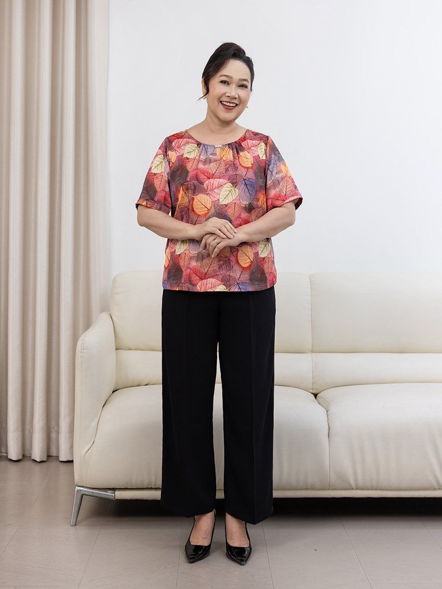  Hạnh áo cổ tròn xẻ V, kết hạt, tay ngắn 2482/4.398 