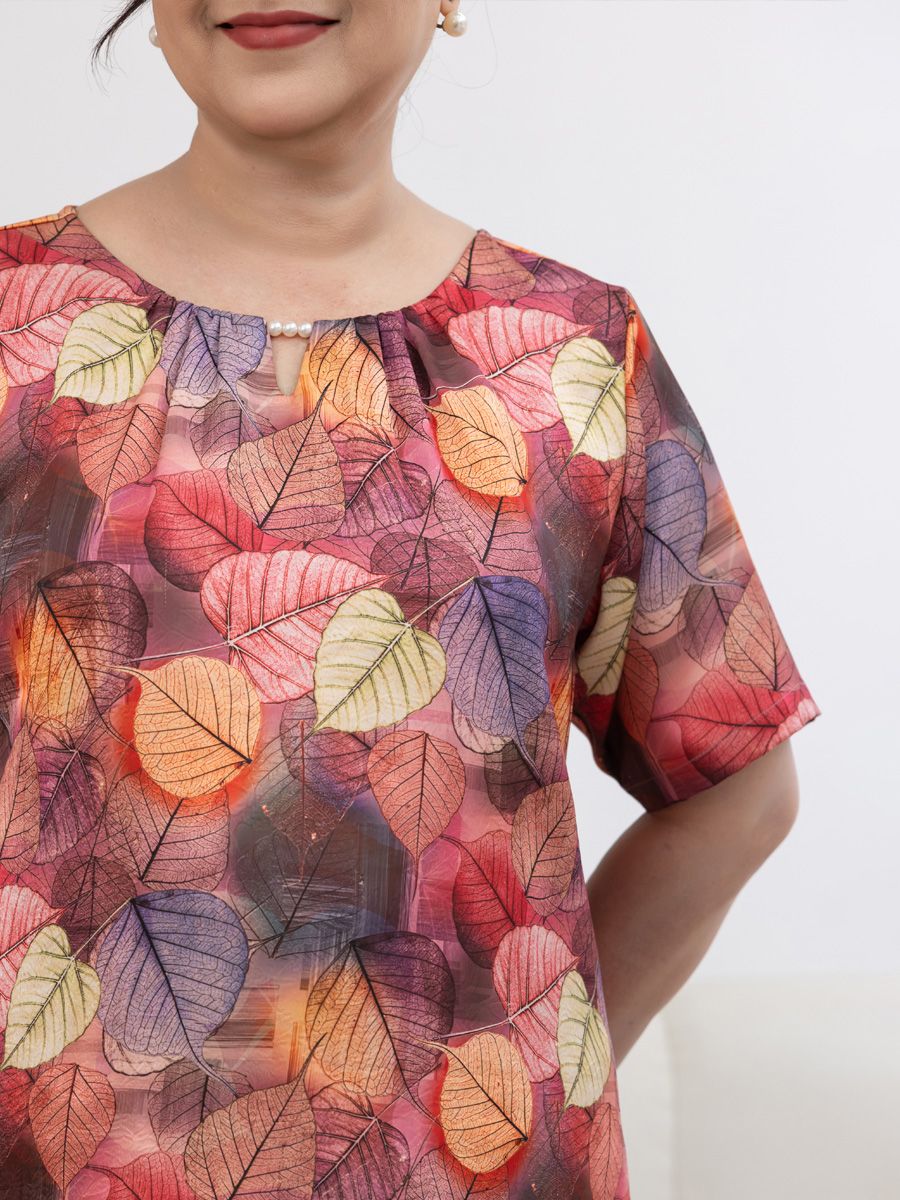  Hạnh áo cổ tròn xẻ V, kết hạt, tay ngắn 2482/4.398 