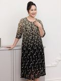  Hạnh Đầm thun suông in cổ tròn họa tiết, tay lửng 3629/5.265 