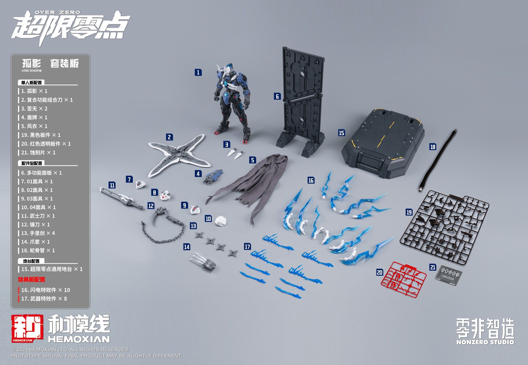  1/100 Hemoxian Lone Shadow Bản Full 5 dạng (Mô hình lắp ráp) 