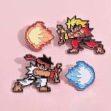  Pin cài Street Fighter nhân vật Ken & Ryu Bắn Chưởng Lực (Combo 2 chiếc nhân vật + chưởng lực) 