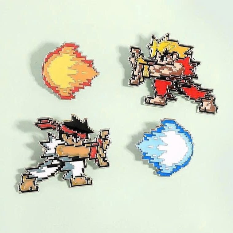  Pin cài Street Fighter nhân vật Ken & Ryu Bắn Chưởng Lực (Combo 2 chiếc nhân vật + chưởng lực) 