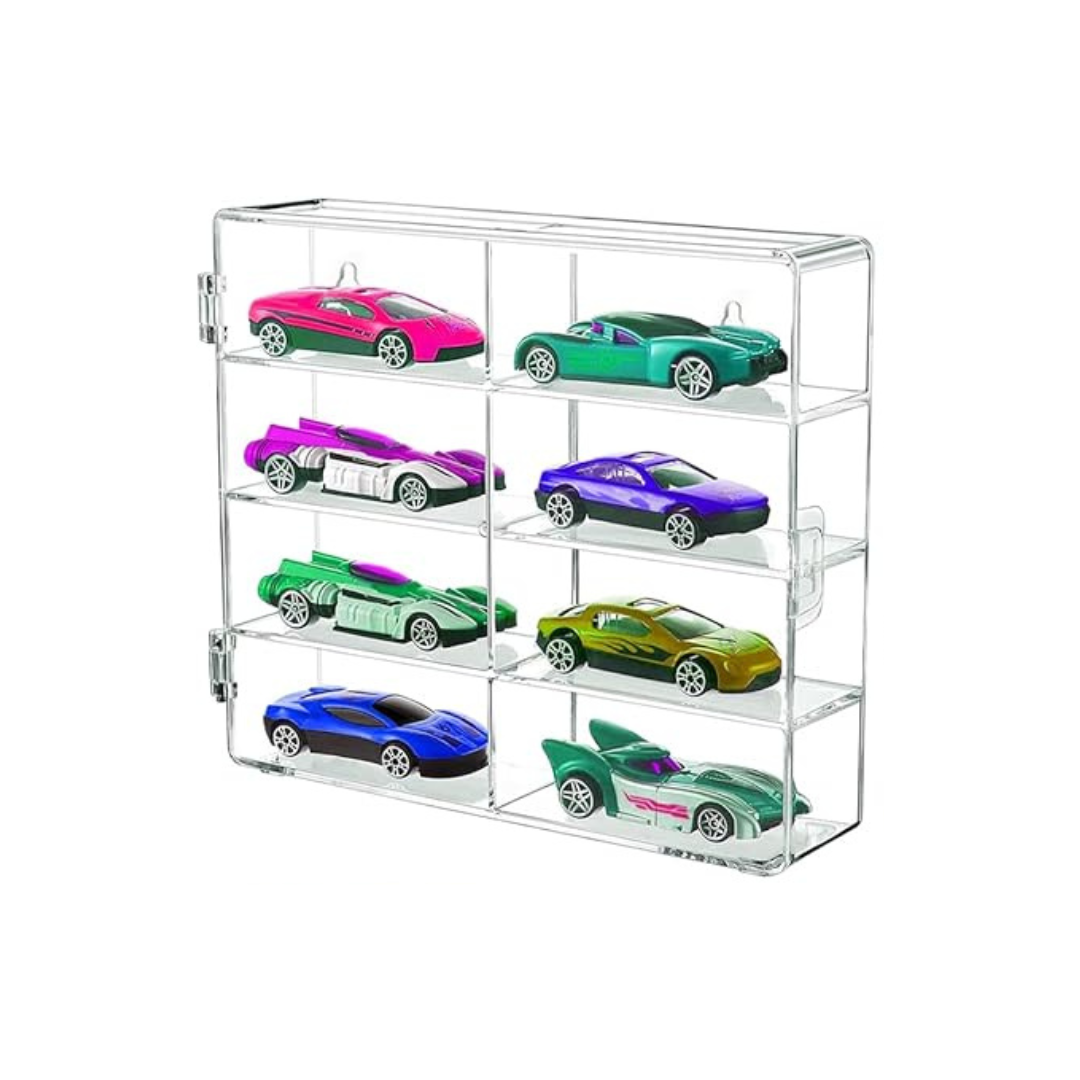  Hộp Mica Trưng Bày Xe Mô Hình 1:64 - 8 Ngăn Trong Suốt, Chắc Chắn, Có Nắp Chống bụi 