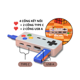  Hub mở rộng chuyển đổi 4 cổng Type C / USB truyền tải tốc độ - Thiết kế hình Controller Retro 
