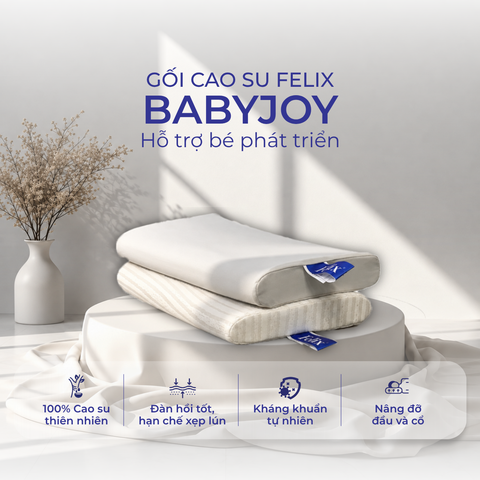 Gối Baby Joy 100% cao su thiên nhiên cho trẻ từ 2-6 tuổi.