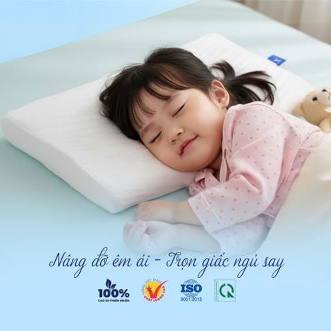 Gối Baby Joy 100% cao su thiên nhiên cho trẻ từ 2-6 tuổi.