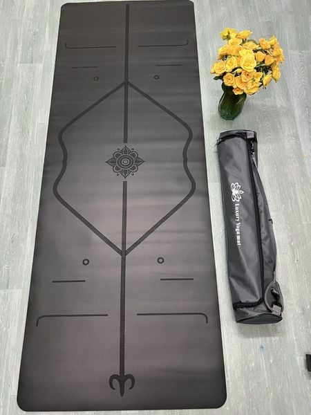 Thảm tập yoga cao su PU Luxury dày 5mm - Thảm yoga định tuyến cao cấp, thấm hút mồ hôi, chống trơn chống trượt