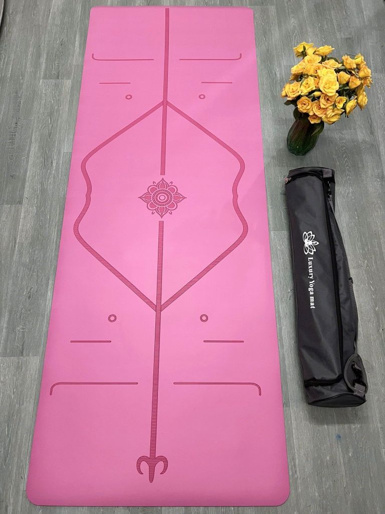 Thảm tập yoga cao su PU Luxury dày 5mm - Thảm yoga định tuyến cao cấp, thấm hút mồ hôi, chống trơn chống trượt