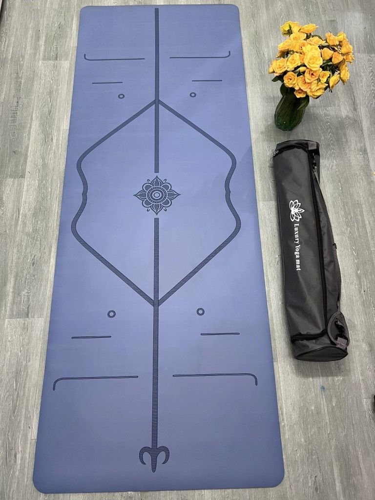 Thảm tập yoga cao su PU Luxury dày 5mm - Thảm yoga định tuyến cao cấp, thấm hút mồ hôi, chống trơn chống trượt