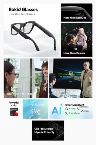  Kính thông minh Rokid Glasses ( quay phim, AI, phiên dịch) 