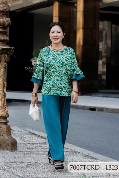 7007TCRD- Đồ bộ Lụa nữ trung niên mặc nhà Thành Duyên pyjama, tay dài, quần dài  (01.24)