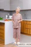 9583TCL -  Đồ bộ bông cho bà mặc nhà Thành Duyên chất liệu Thun cao cấp, cổ tàu, tay ngắn, quần lửng(4G)