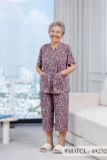 9583TCL -  Đồ bộ bông cho bà mặc nhà Thành Duyên chất liệu Thun cao cấp, cổ tàu, tay ngắn, quần lửng (2025)