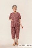9583TCL -  Đồ bộ bông cho bà mặc nhà Thành Duyên chất liệu Thun cao cấp, cổ tàu, tay ngắn, quần lửng (2025)