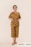 9583TCL -  Đồ bộ bông cho bà mặc nhà Thành Duyên chất liệu Thun cao cấp, cổ tàu, tay ngắn, quần lửng (2025)