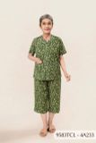 9583TCL -  Đồ bộ bông cho bà mặc nhà Thành Duyên chất liệu Thun cao cấp, cổ tàu, tay ngắn, quần lửng (2025)