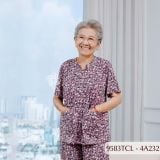 9583TCL -  Đồ bộ bông cho bà mặc nhà Thành Duyên chất liệu Thun cao cấp, cổ tàu, tay ngắn, quần lửng (2025)