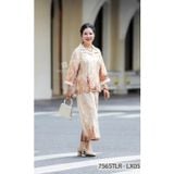 7565TLR- Đồ bộ Lụa nữ trung niên mặc nhà Thành Duyên tay lỡ cỏ xếp ly, quần dài