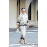7565TLR- Đồ bộ Lụa nữ trung niên mặc nhà Thành Duyên tay lỡ cỏ xếp ly, quần dài